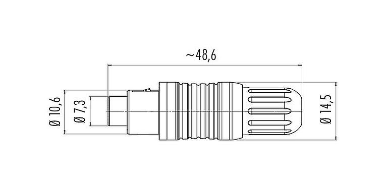 Scale drawing Push Pull Female cable connector, Contacts: 8, 3.5-5.0 mm, shieldable, solder, IP67