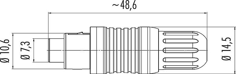 Scale drawing Push Pull Female cable connector, Contacts: 3, 3.5-5.0 mm, shieldable, solder, IP67