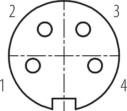 Contact arrangement (Plug-in side) M16 Female panel mount connector, Contacts: 4 (04-a), unshielded, crimping (Crimp contacts must be ordered separately), IP67, UL 2238, M18x0,75, Front mounting