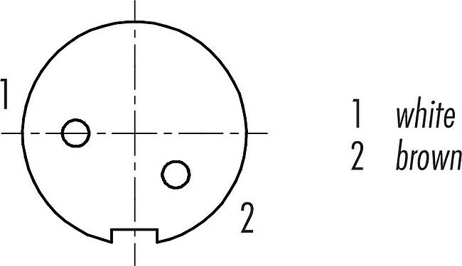 Disposition des contacts (Côté plug-in) M9 Connecteur femelle, Contacts: 2, blindé, surmoulé sur le câble, IP67, PUR, noir, 5 x 0,25 mm², 2 m