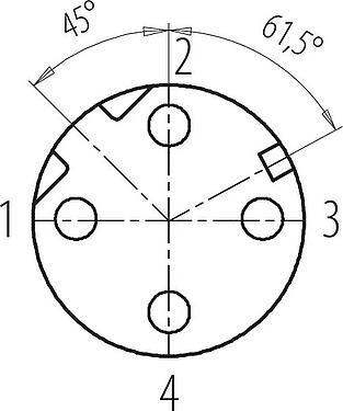 Disposition des contacts (Côté plug-in) M12 Connecteur femelle, Contacts: 4, 5,0-8,0 mm, blindable, pince à visser, IP67, UL 2238, ressort à iris