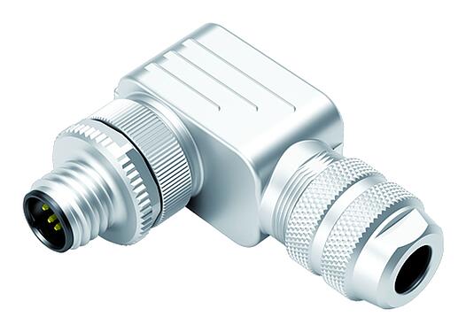 Illustration M12 Male angled connector, Contacts: 5, 6.5-8.5 mm, shieldable, wire clamp, IP67, with shielding ring