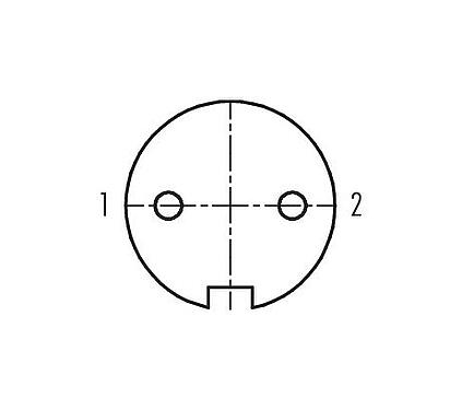 Contact arrangement (Plug-in side) Bayonet Female angled connector, Contacts: 2, 6.0-8.0 mm, unshielded, solder, IP40