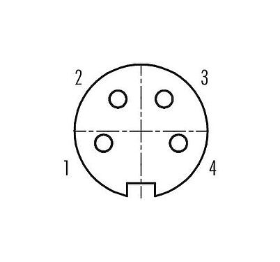 Contact arrangement (Plug-in side) Bayonet Female panel mount connector, Contacts: 4, unshielded, solder, IP40, M18x0,75, Front mounting