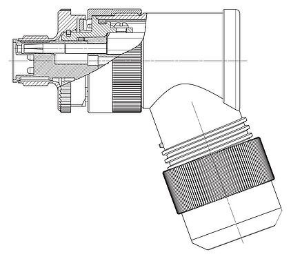 Dibujo a escala M12 Conector macho en ángulo, Número de contactos: 4+PE, 8,0-13,0 mm, sin blindaje, tornillo extraíble, IP67, UL 2237 en preparación, con conexión de PE