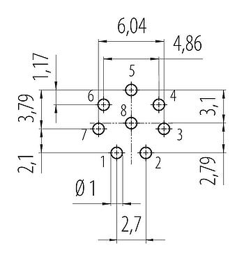 Disposición del conductor Snap-In Enchufe de brida, Número de contactos: 8, sin blindaje, THT, IP67, VDE, M12x1,0, Montaje frontal