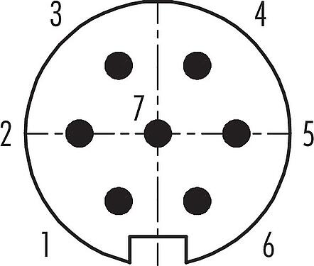 Contact arrangement (Plug-in side) Push Pull Male cable connector, Contacts: 7, 4.0-8.0 mm, shieldable, solder, IP67