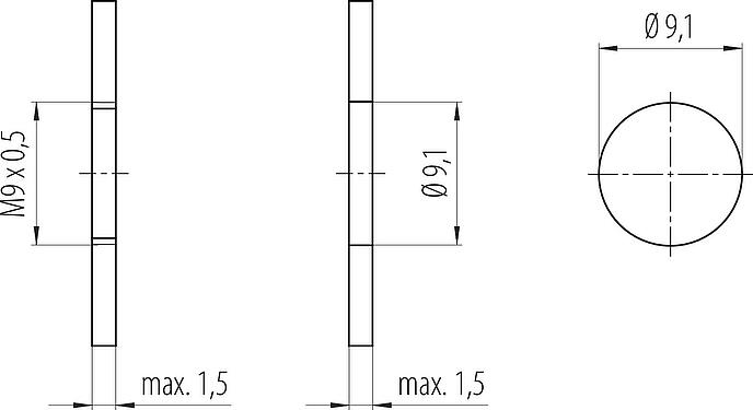 Assembly instructions / Panel cut-out M9 Female panel mount connector, Contacts: 3, unshielded, solder, IP40, M9x0,5, Front mounting