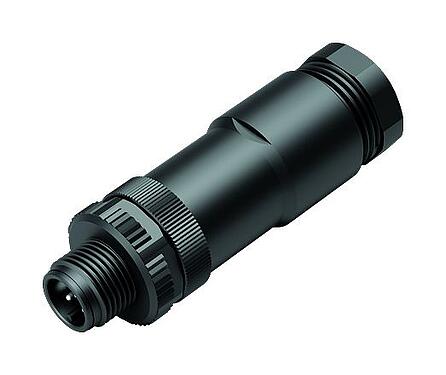 Illustration M12 Male cable duo connector, Contacts: 4, 2.1-3.0 mm (2 cable) or 4-5 mm (2 cable), unshielded, screw clamp, IP67, UL 2238