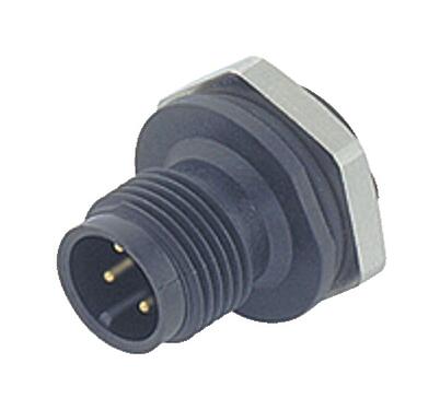 Illustration M12 Male panel mount connector, Contacts: 5, unshielded, solder, IP67, UL 2238, M16x1.5, Front mounting