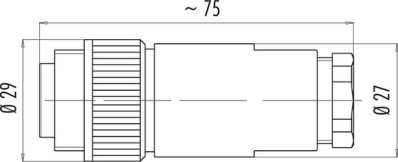 Dessin coté RD24 Connecteur mâle, Contacts: 3+PE, 10,0-12,0 mm, non blindé, pince à visser, IP67, UL, ESTI+, VDE, PG 13,5