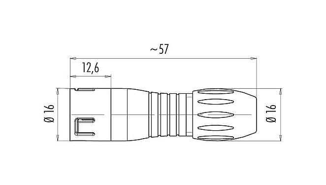 Scale drawing Snap-In Male cable connector, Contacts: 3, 2.5-4.0 mm, unshielded, solder, IP67