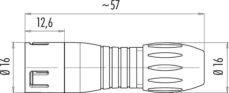 Scale drawing Snap-In Male cable connector, Contacts: 3, 2.5-4.0 mm, unshielded, solder, IP67