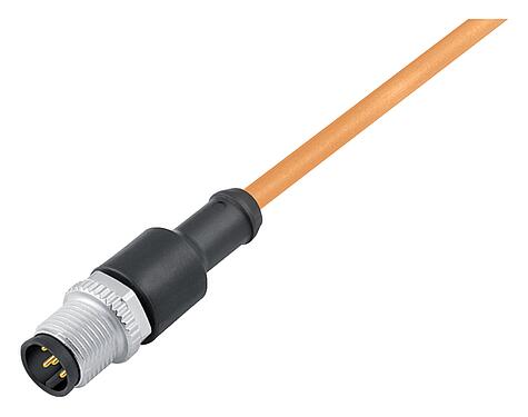 Illustration M12 Male cable connector, Contacts: 5, unshielded, moulded on the cable, IP68/IP69K, UL 2238, PUR, orange, 5 x 0.34 mm², for welding applications, 10 m