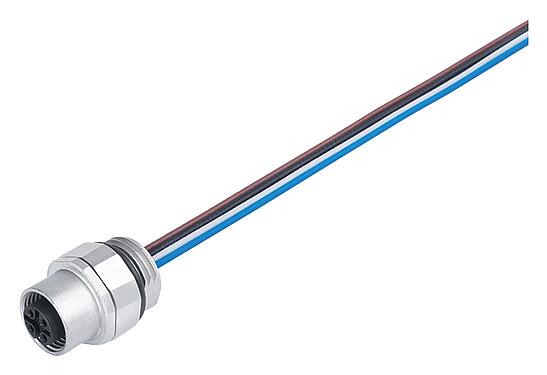 Illustration M12 Female panel mount connector, Contacts: 4, unshielded, single wires, IP68/IP69K, UL 2238, M16x1.5, Front mounting, Positionable coding alignment