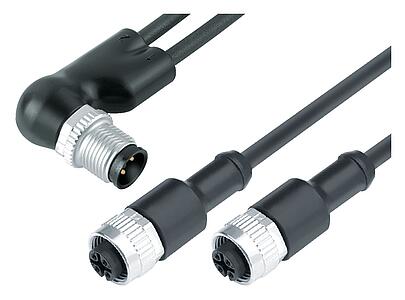 Automation Technology - Sensors and Actuators--Male angled cable splitter- 2 female cable connectors_765_0_25_DG_SK