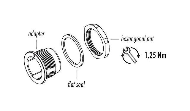 Component part drawing Snap-In Adapter, unshielded, VDE, Front mounting