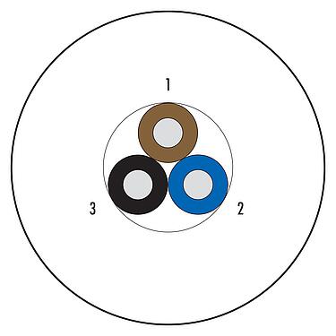 Illustration Raw cable, Contacts: 3 wires, unshielded, Standard, PVC, grey, 3 x 0.34 mm², 100 m