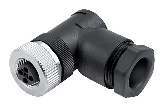 Ilustración M12 Conector hembra en ángulo, Número de contactos: 4, 8,0-10,0 mm, sin blindaje, tornillo extraíble, IP67, UL 2238, VDE