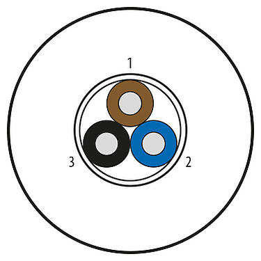 Illustration Raw cable, Contacts: 3 wires, shielded, PVC, grey, 3 x 0.34 mm², variable length