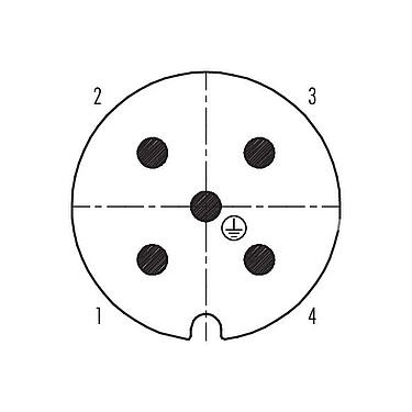 Contact arrangement (Plug-in side) RD30 Male cable connector, Contacts: 4+PE, 14.0-18.0 mm, unshielded, screw clamp, IP65, ESTI+, VDE