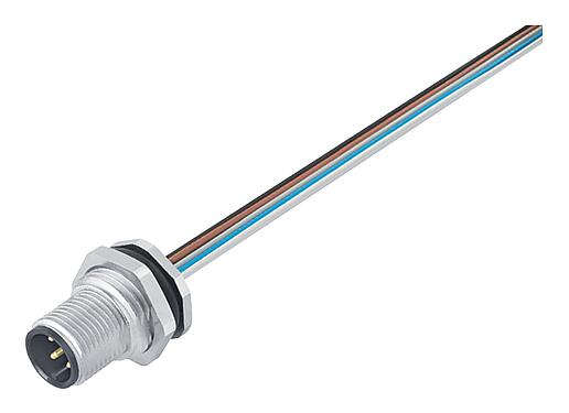 Illustration M12 Male panel mount connector, Contacts: 5, unshielded, single wires, IP68, UL 2238, PG 9, Rear mounting, stainless steel, potted