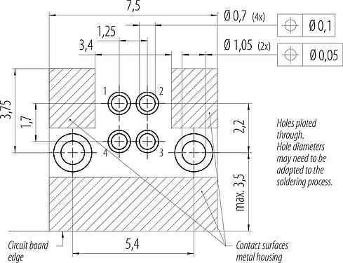Disposición del conductor M5 Toma de ángulo brida, Número de contactos: 4, blindable, soldadura, IP68, UL 2238, Montaje en pared, moldeado