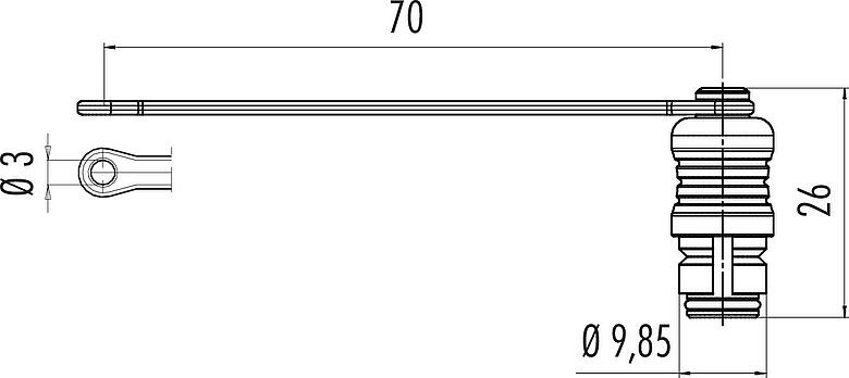 Scale drawing Protecting cap, IP67, for male panel mount connector