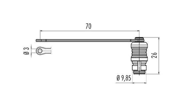 Scale drawing Protecting cap, IP67, for male panel mount connector