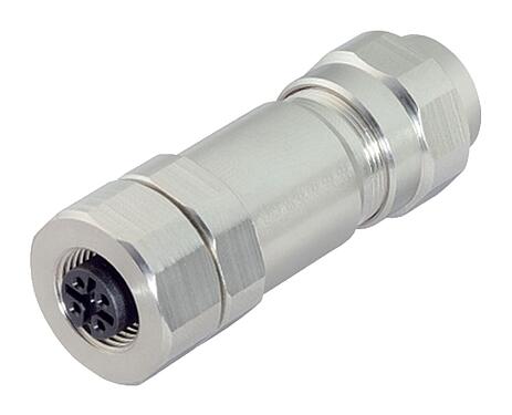 Illustration M12 Female cable connector, Contacts: 12, 5.5-8.6 mm, shieldable, solder, IP68/IP69K, UL 2238, Ecolab, stainless steel, with shielding ring