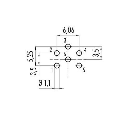 Disposición del conductor M16 Toma de brida, Número de contactos: 6 (06-a), sin blindaje, THT, IP67, UL 2238, M18x0,75, Montaje en pared
