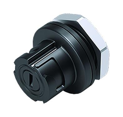 Illustration Bayonet Female panel mount connector, Contacts: 5, unshielded, THT, IP54 unplugged, M13x1,0, Front mounting