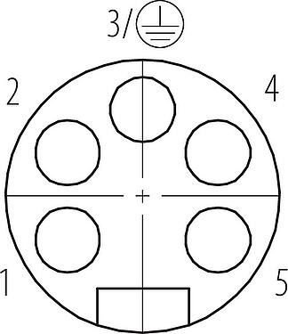 Disposición de los contactos (lado de la conexión) 7/8" Toma de brida, Número de contactos: 4+PE, sin blindaje, THT, IP68, UL 2238, VDE, Montaje en pared, moldeado