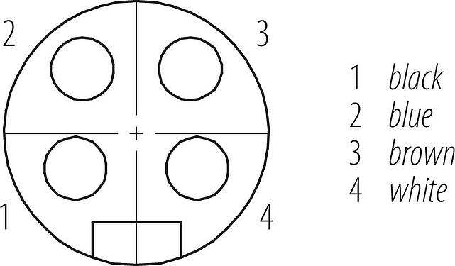 Disposición de los contactos (lado de la conexión) 7/8" Toma de brida, Número de contactos: 4, sin blindaje, hilos, IP68, UL 2238, VDE, Montaje frontal, moldeado