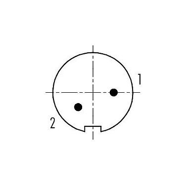 Contact arrangement (Plug-in side) M9 Male cable connector, Contacts: 2, 3.5-5.0 mm, unshielded, solder, IP67