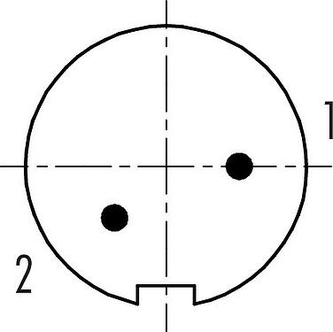 Disposition des contacts (Côté plug-in) M9 Connecteur mâle, Contacts: 2, 3,5-5,0 mm, non blindé, souder, IP67