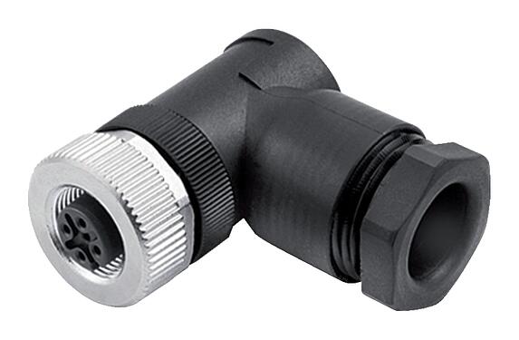 Illustration M12 Female angled connector, Contacts: 5, 8.0-10.0 mm, unshielded, screw clamp, IP67, UL 2238, VDE, for the power supply