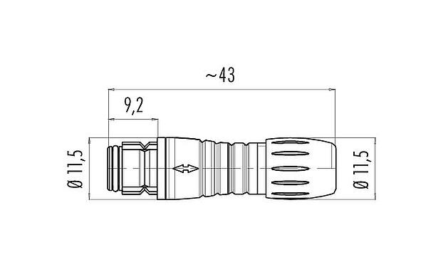 Scale drawing Snap-In Female cable connector, Contacts: 4, 3.5-5.0 mm, unshielded, solder, IP67, UL 2238