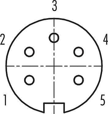 Contact arrangement (Plug-in side) M16 Female panel mount connector, Contacts: 5 (05-a), unshielded, crimping (Crimp contacts must be ordered separately), IP40, M18x0,75, Rear mounting