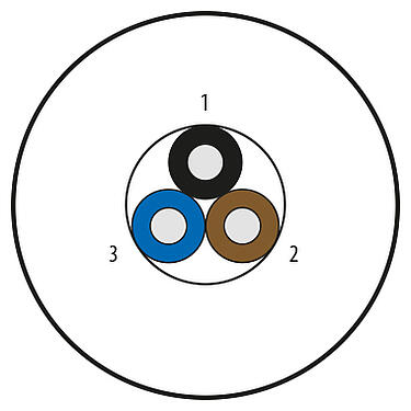 Illustration Raw cable, Contacts: 3 wires, unshielded, PVC, yellow, 3 x AWG 22, variable length
