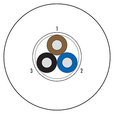 Illustration Raw cable, Contacts: 3 wires, shielded, PUR, black, 3 x 0.34 mm², 100 m