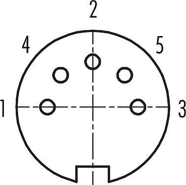 Contact arrangement (Plug-in side) M16 Female panel mount connector, Contacts: 5 (05-b), unshielded, THT, IP40, M18x0,75, Rear mounting