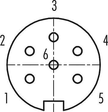 Contact arrangement (Plug-in side) M16 Female panel mount connector, Contacts: 6 (06-a), unshielded, crimping (Crimp contacts must be ordered separately), IP40, M18x0,75, Rear mounting