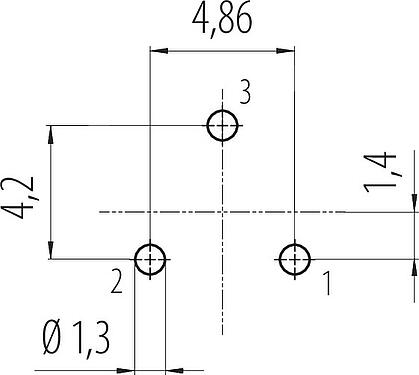 Conductor layout Snap-In Female panel mount connector, Contacts: 3, unshielded, THT, IP67, M12x1.0, Front mounting