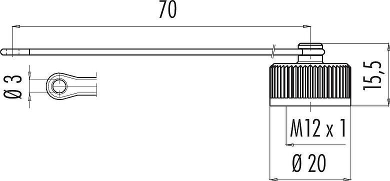 Dibujo a escala Tapa protectora, IP67, con correa de sujeción