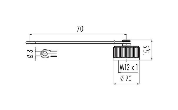 Scale drawing Protecting cap, IP67, with retaining strap