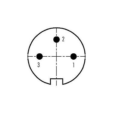 Contact arrangement (Plug-in side) M16 Male angled connector, Contacts: 3 (03-a), 4.0-6.0 mm, shieldable, solder, IP40