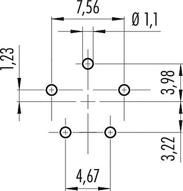Disposición del conductor Bayoneta Toma de brida, Número de contactos: 5, sin blindaje, THT, IP54 desenchufado, M13x1,0, Montaje en pared