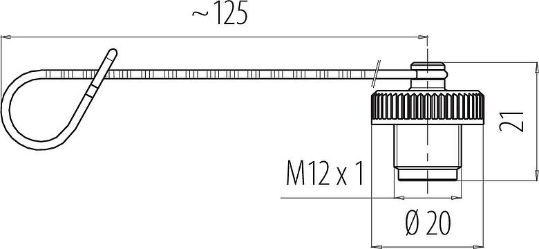 Scale drawing Protecting cap, IP67, for female connector