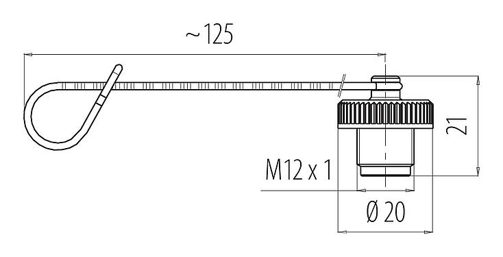 Scale drawing Protecting cap, IP67, for female connector